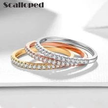 SCALLOPED European Fashion Engagement Rings Women Sparkling Zircon Wedding Band Jewelry Couple Gifts Anillos