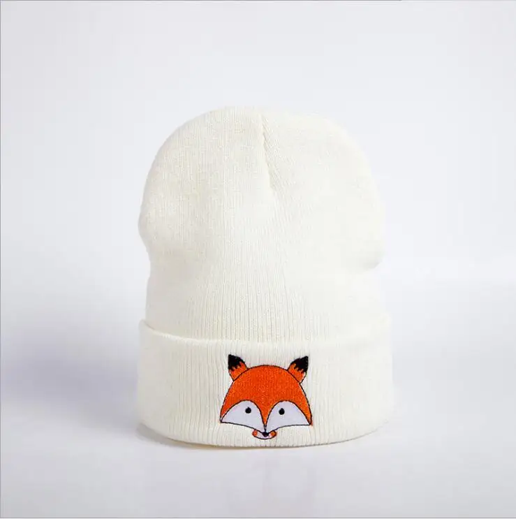 Модные зимние шляпы для женщин Billie Eilish Beanie Hat, однотонная шапочка, зимняя мужская Кепка в стиле хип-хоп, танцевальная уличная Черная шапка - Цвет: Fox White