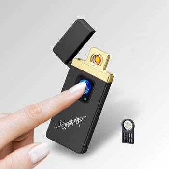 

Charging Lighter Touch Induction Windproof Electronic Ultra-thin USB Cigarette Lighter Custom Metal Men Gift