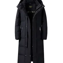 Новая зимняя высококачественная куртка с капюшоном из 90% белого утиного пуха, мужская длинная парка, теплое пальто, большие размеры, M-4XL