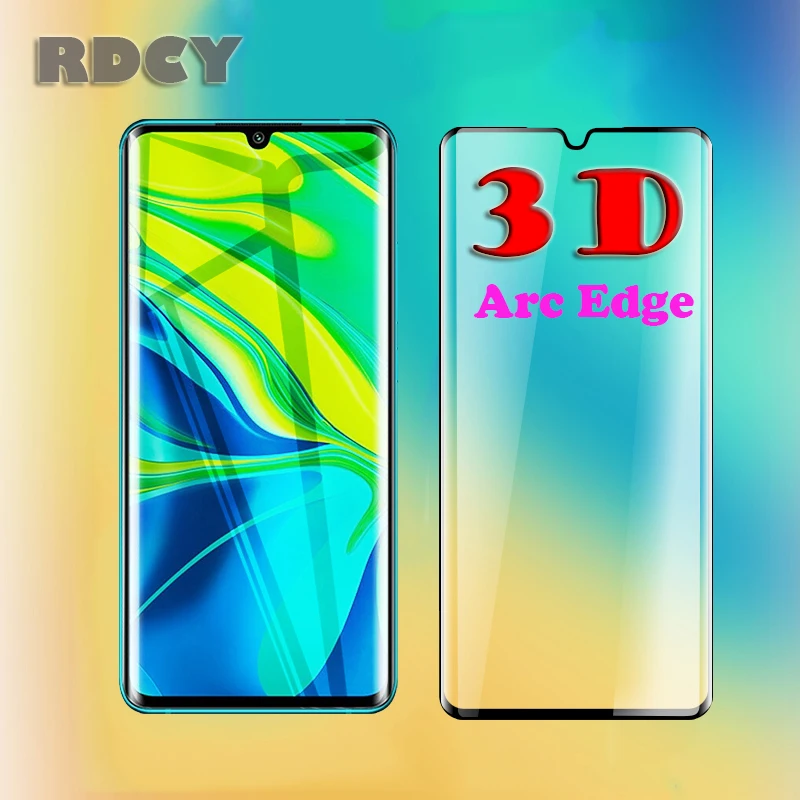 

RDCY Full Coverage Arc edgd Tempered Glass For Xiaomi CC9 Pro 5G Mi Note 10 On Mi 10 Pro Snapdragon 730G Curved Screen Phone