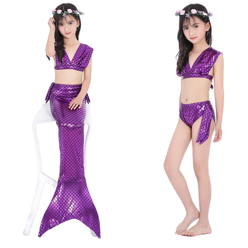 Маскарадный костюм русалки с блестками для девочек, купальник русалки Ариэль, купальник на Хэллоуин, бикини для косплея, купальные костюмы для девочек
