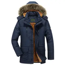 2019 зимняя куртка мужская Толстая Теплая Флисовая длинная парка пальто повседневное меховое пальто с капюшоном хлопковая стеганая