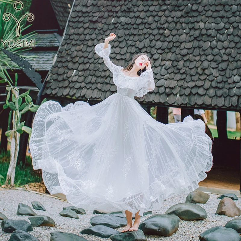 white ankle length dress