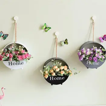 

Round Wall Hanging Beautiful Hanging Flowerpot Creative Flower Basket Wooden Hanging Flowerpot for Living Room Table Home Store
