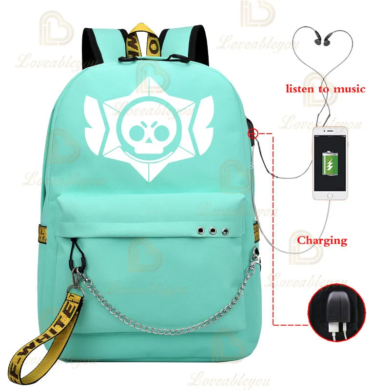 Game Leon Kids Student School Bag with Headphone Backpacks with Charging Port Bag Boys Girls Travel Backpack