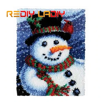 

Latch Hook Kits Make Your Own Rug Snow Boy Crocheting Cushion Mat DIY Carpet Rug Acrylic Yarn Pre-Printed Canvas Hobby & Crafts