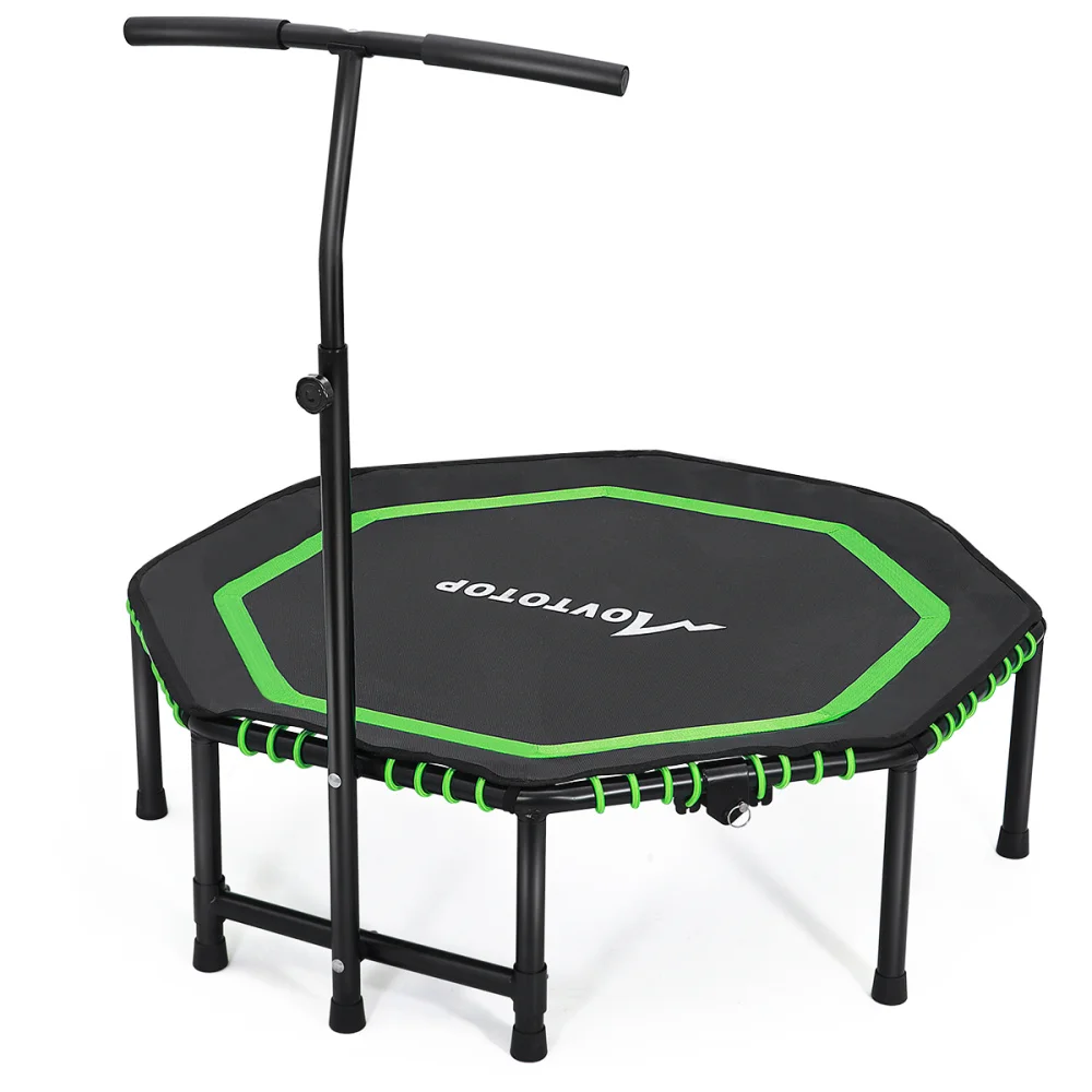 

MOVTOTOP 48 Inches Folding Trampoline Fitness Trampoline Trainer Aerobic Fitness Exercise Cardio with Handrail