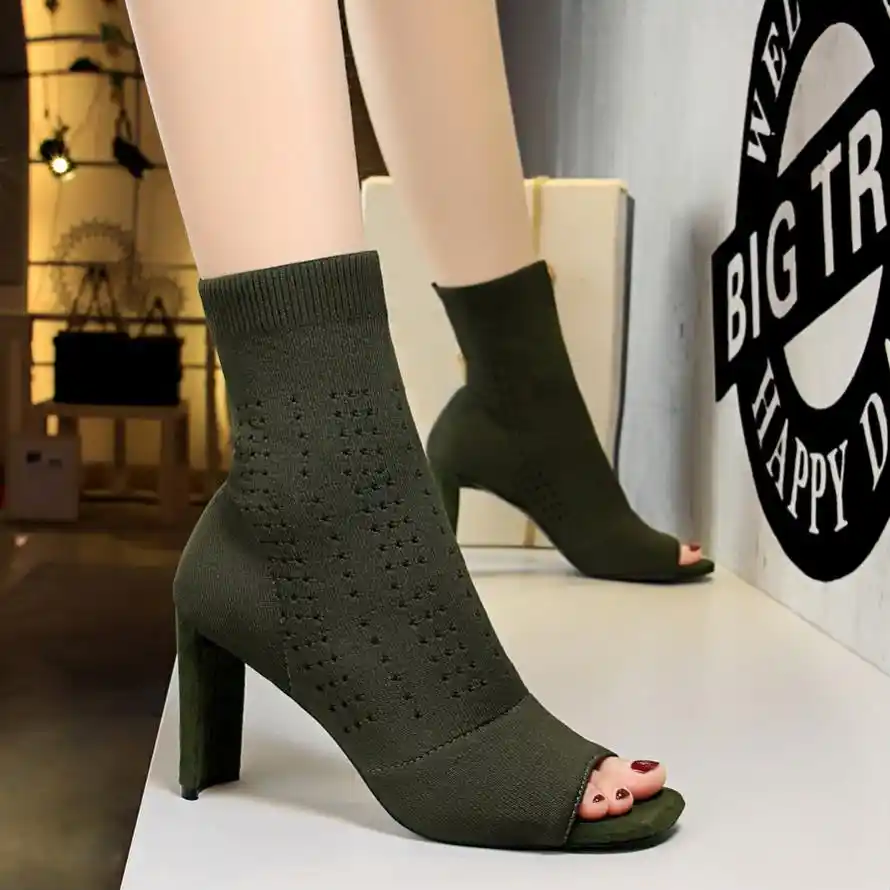 peep toe sock bootie