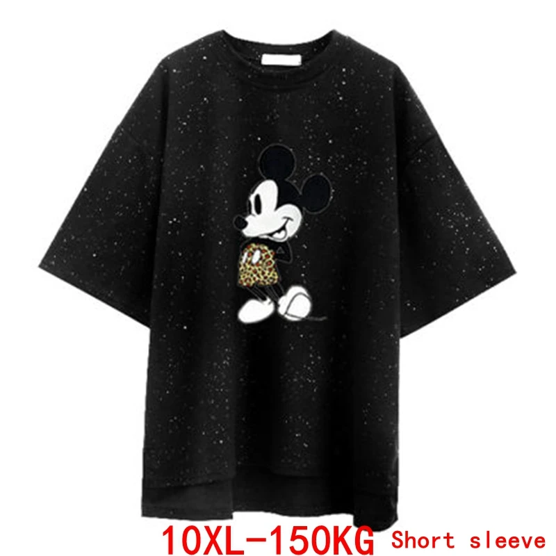 

Large size women's T-shirt plus size7XL 8XL 9XL 10XL summer round neck short sleeve loose large size black Big T-shirt top