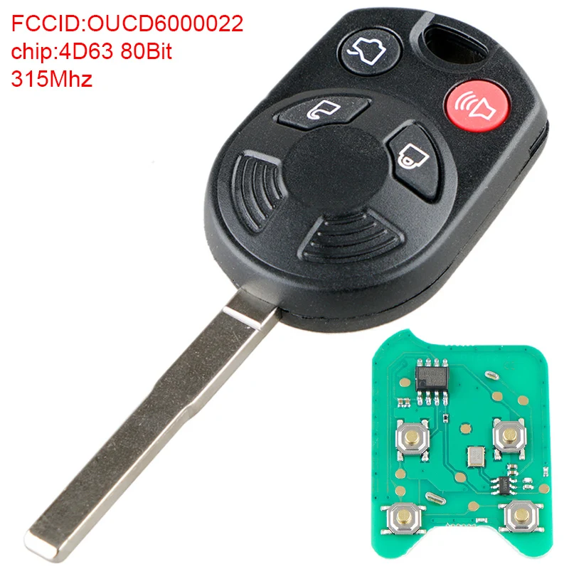 315Mhz 4 Buttons Remote Car Key Fob with 4D63 80Bit Chip OUCD6000022 Fit for Ford Focus 2012 2013 2014 2015 2016 | Автомобили и