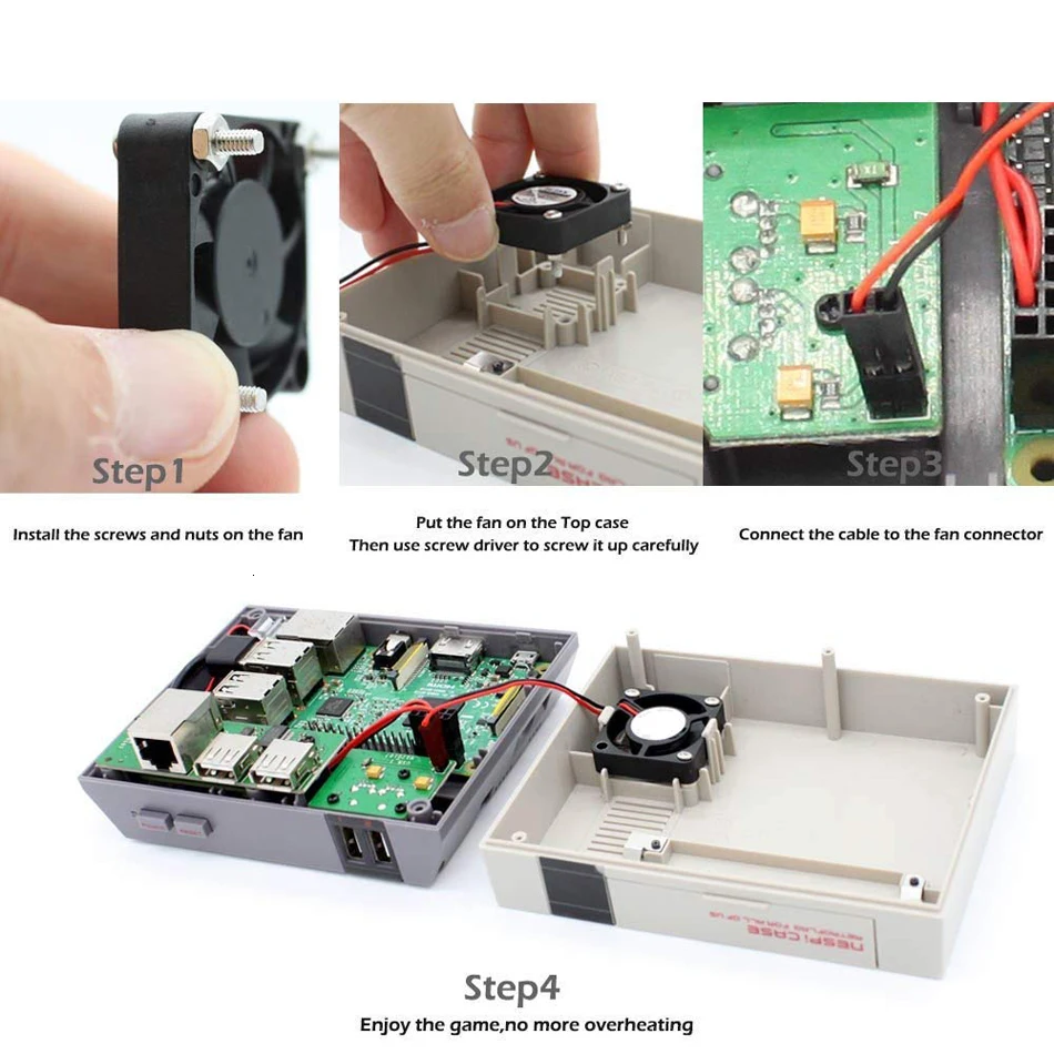 Raspberry Pi 4 вентилятор, Raspberry Pi 4 Размер радиатора комплект охлаждения с 8810 Теплопроводящая клейкая лента для Pi 4 Модель B/Pi 4B