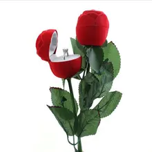 1 шт. романтическая роза с кольцом-стержнем, бархатная креативная Подарочная коробка, упаковка для ювелирных изделий, чехол для дисплея на свадьбу, помолвку, День святого Валентина