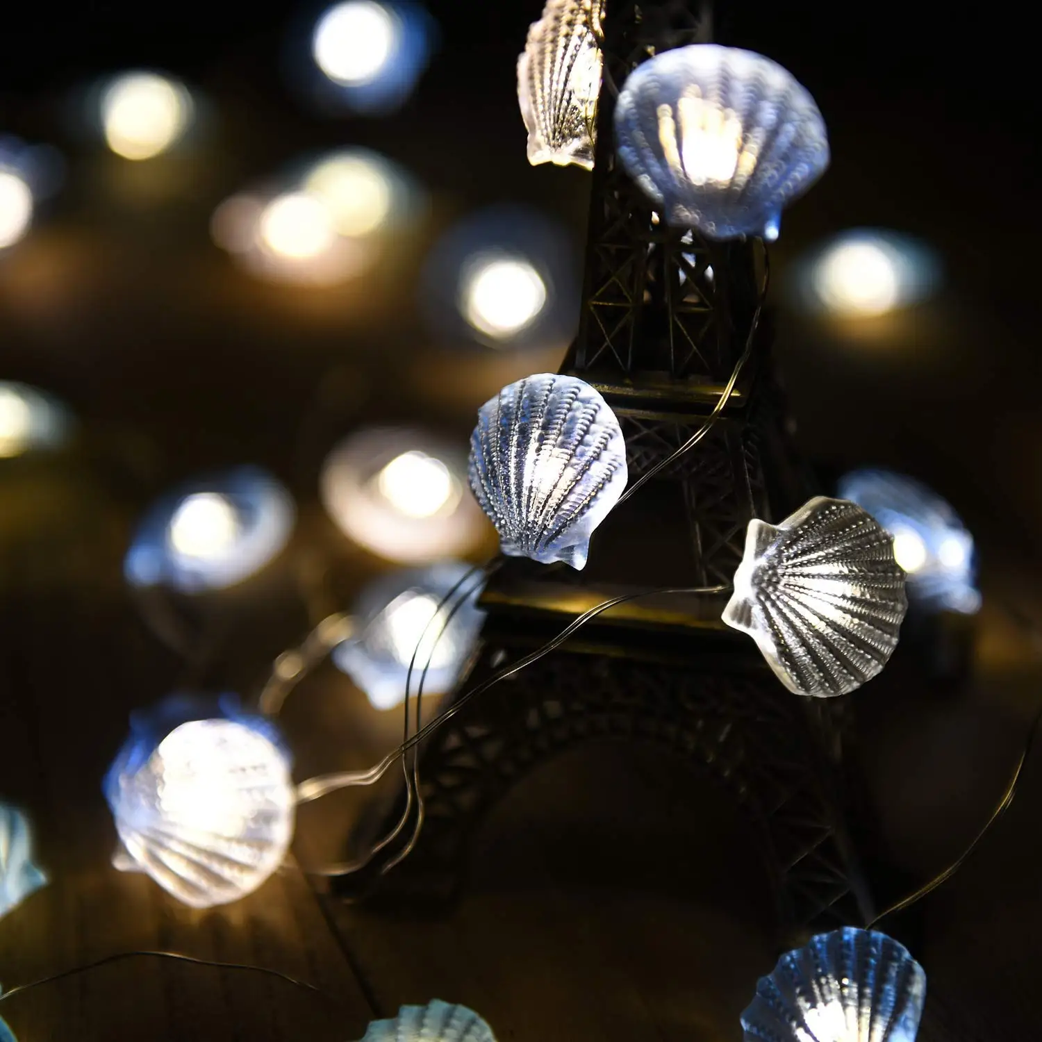Nautical led String Lights Shells Under The sea Beach Decoration for Coastal Ocean Summer Theme Party Navy Blue for Room Bedroom