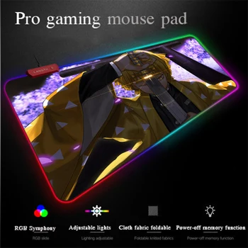 

Yuzuoan Anime RGB Gaming Mouse Pad LED Color Lighting Backlight Non-slip Comfortable Rug Pad Control Speed Keyboard Computer Mat