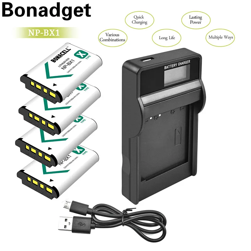 Bonadget 1600 мА ч для sony NP BX1 Батарея ЖК дисплей Зарядное устройство Cyber Shot DSC RX100 HX300 WX300