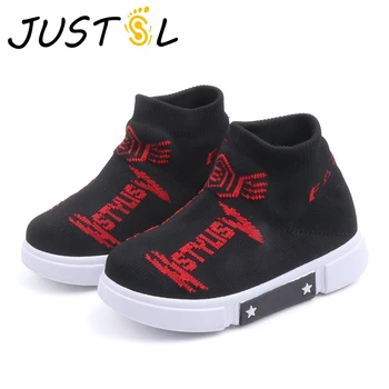 

JUSTSL Children Socks Sport Shoes 2019 Spring Autumn Kids Fashion Casual Sneakers Boys Girls Knitted Shoes