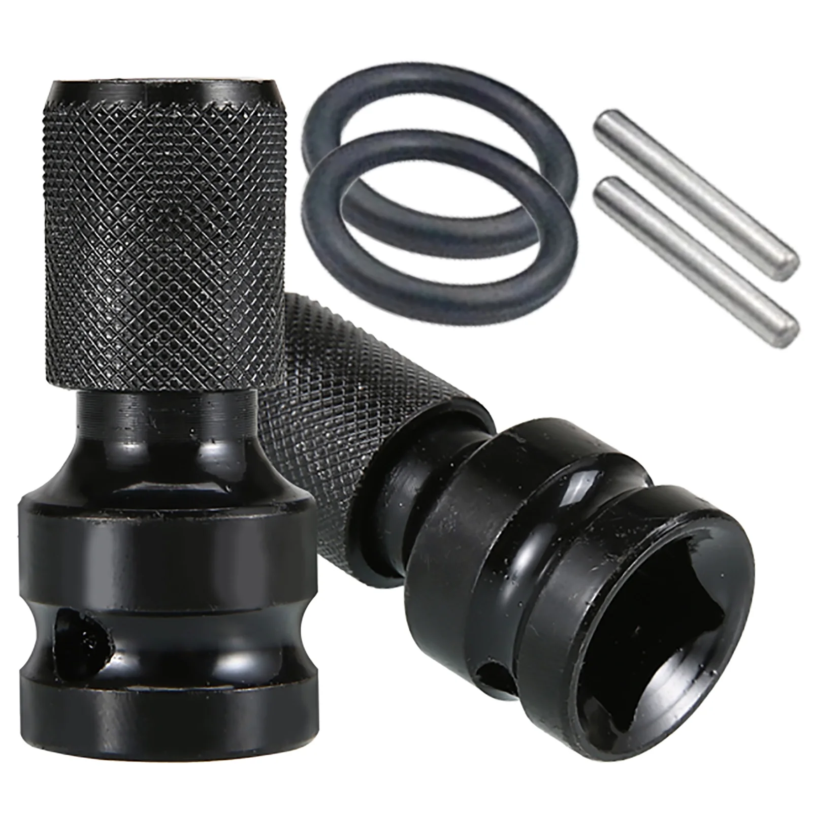 2 Sets Quick Release 1/2-Inch Square Drive to 1/4-Inch Hex Female Socket Impact Adapter Drill Chuck for Air and Electric Impact