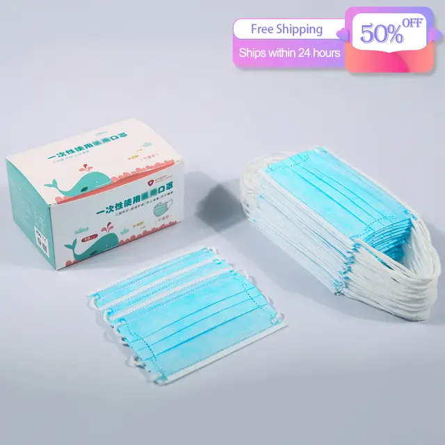 Pack Of 50 Cute Disposable Breathable Earloop Face Mask for Kids