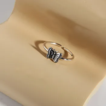 

Real 925 sterling silver butterfly rings for women finger accessories, vintage adjustable insect ring female fine jewelry
