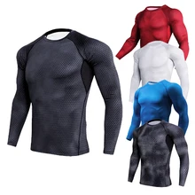 Облегающая рубашка для фитнеса, плотно облегающая спортивная мужская тренировочная футболка для бега, силовой тренировки, Новинка