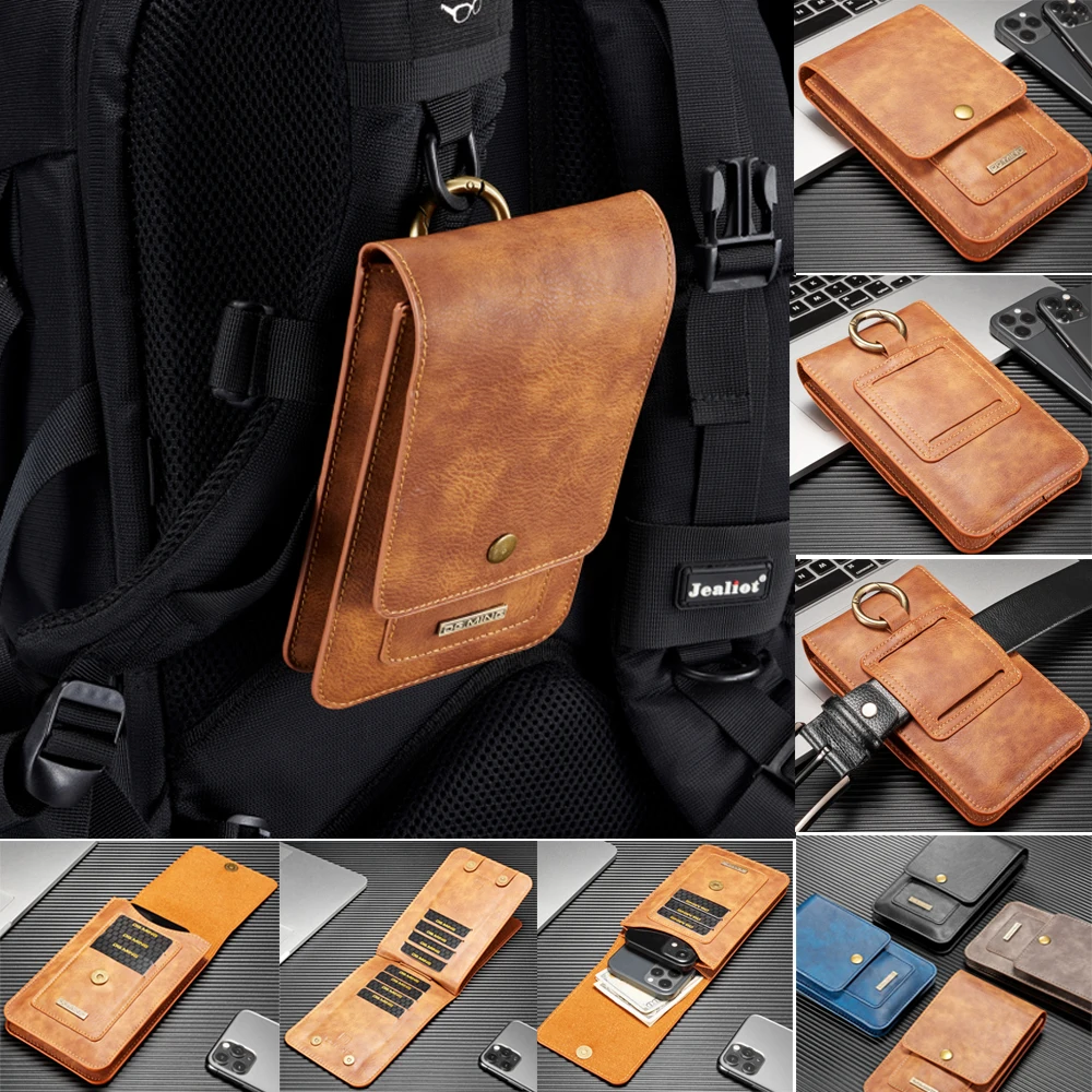 

For Moto G20/G40 Fusion/G60 Case Camping Hiking Outdoor Holster Bag Leather Holster Waist Bag Mens Outdoor Belt Bag Phone Pouch
