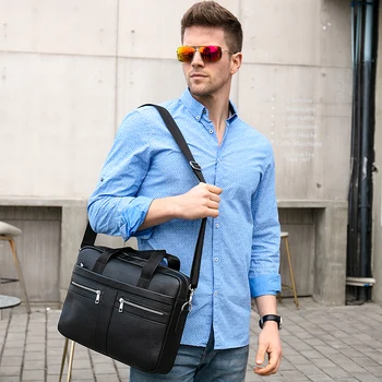 

WESTAL Bag men's Genuine Leather briefcase Male man laptop bag natural Leather for men Messenger bags men's briefcases