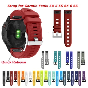 

26 22 20MM Watchband Strap for Garmin Fenix 5X 6X 6 5 5S Plus 3 3HR Watch Quick Release Silicone Easyfit Wrist Band Strap