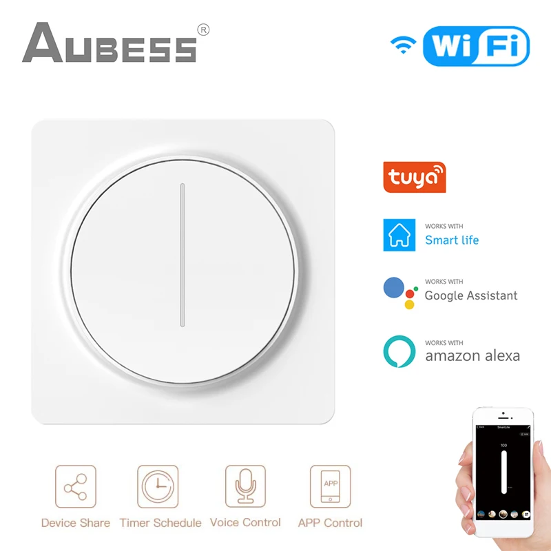 

Tuya Smart Wifi Dimmer Light Switch EU Touch Dimming Panel Wall Switch No Hub Required Works with Alexa Google Home Smart Life