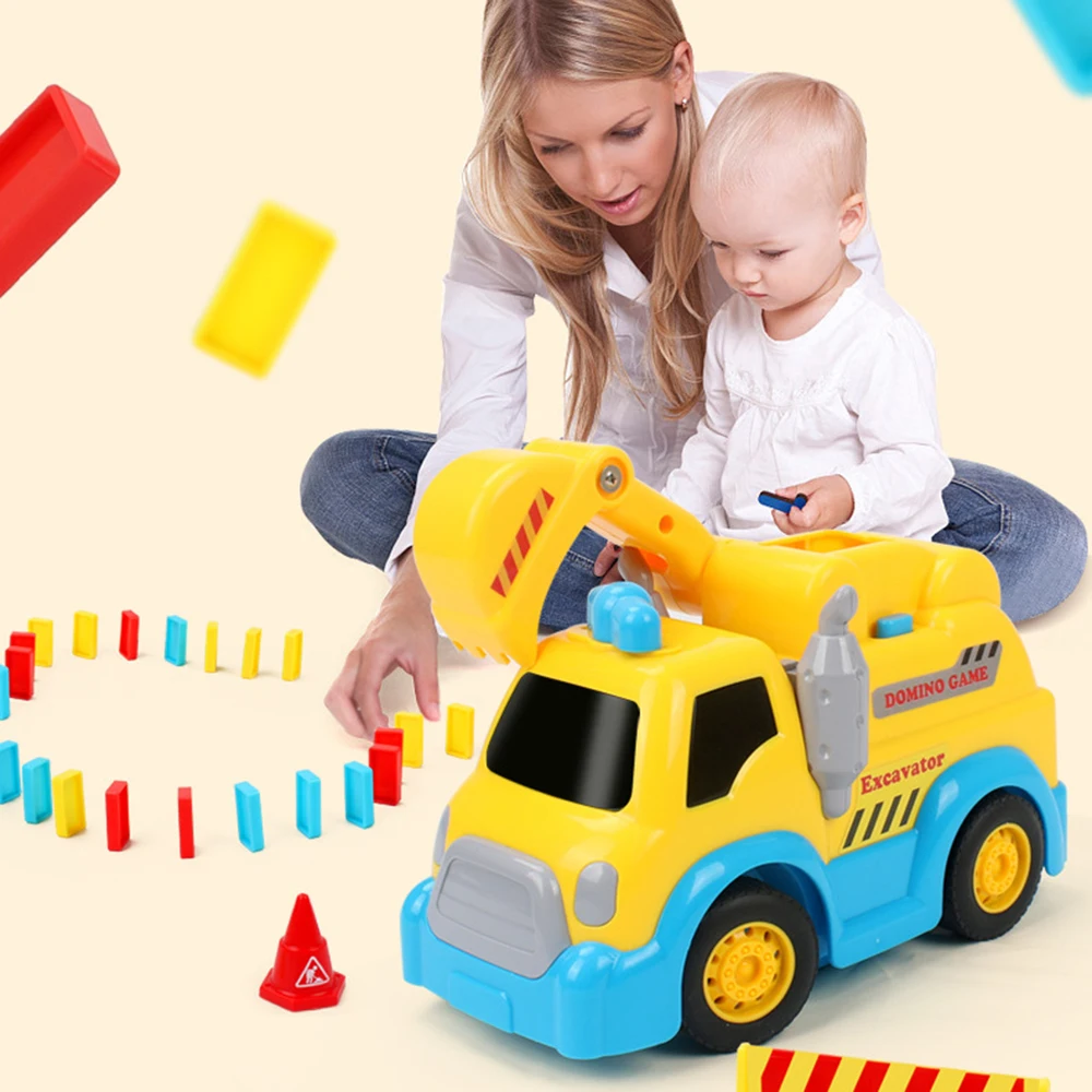 

Domino Train Building Blocks Set Stacking Toy for Boys Girls DIY Kids Early Educational Plastic Toy Set Christmas Birthday Gift