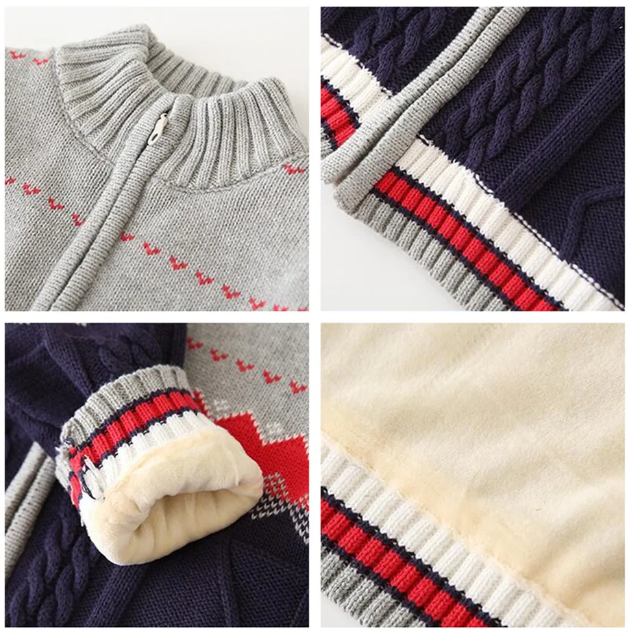 Brand Children Sweater Winter Spring Kids Knitted Sweaters For Boys Cardigan Thick Baby Jacket Velvet Lined Gray And Blue Coat toddler sweatshirt,winter sweater,kids sweatershirts