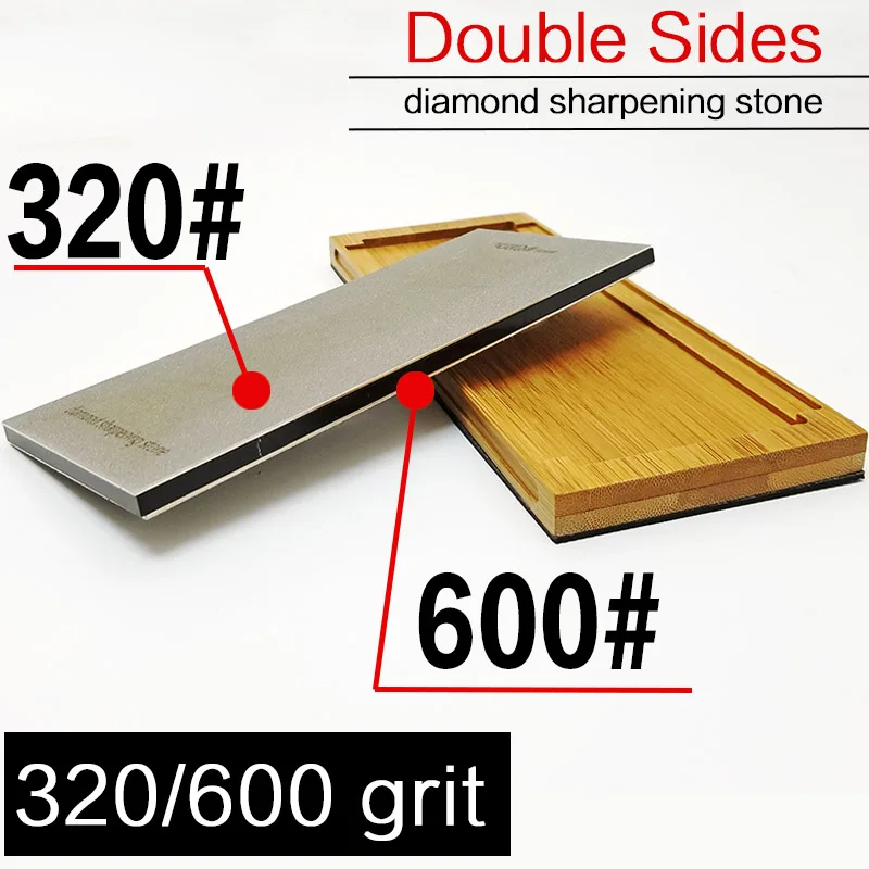 80-3000 Алмазная двухсторонняя точилка для ножей Профессиональные кухонные инструменты заточка камней Шлифовка с бамбуковой основой - Цвет: 320 600 grit