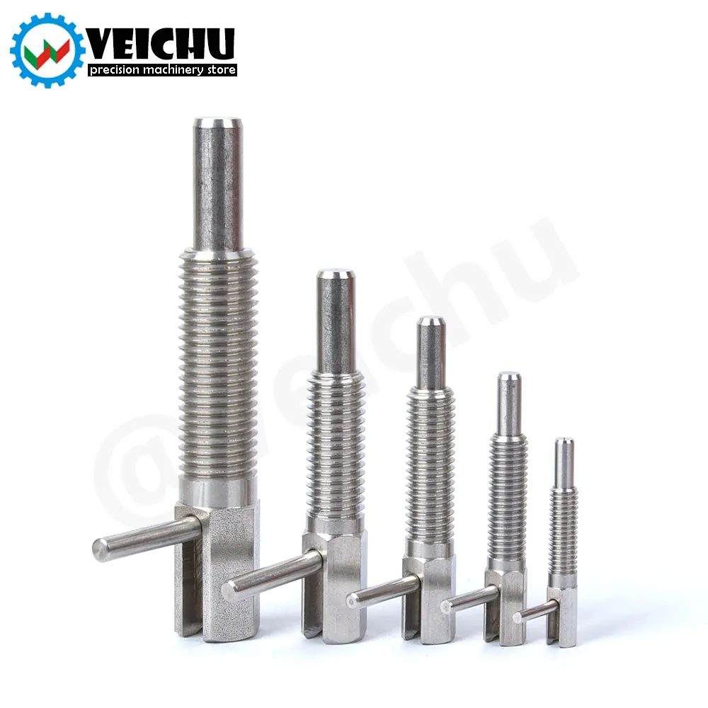 Stainless/Carbon Steel L-Handle 1pcs stainless steel knurled plungers For Index Holes VCN233 M6/8/10/12/16 Indexing Plungers Index Bolt