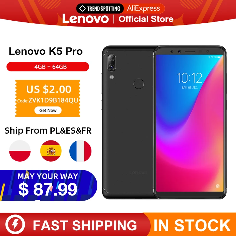  Original Global Version Lenovo K5 Pro 4GB RAM 64GB Snapdragon 636 Octa Core Four Cameras 5.99 inch 4G LTE Smartphone 