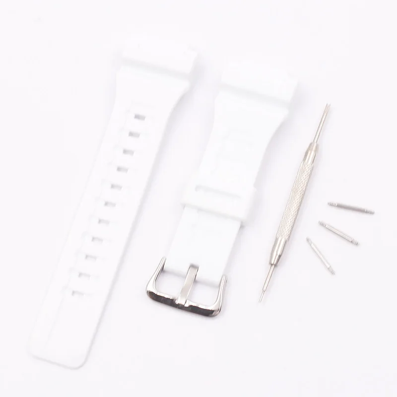 white Аксессуары для часов с пряжкой, мужской резиновый ремешок 18 мм для Casio, ремешок из смолы, AQ-S810W, AQS810WC, женский спортивный силиконовый ремешок - Цвет ремешка: white