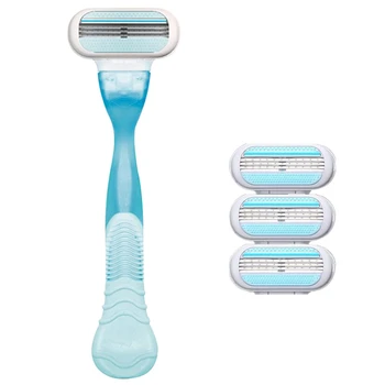 

1 Set Female Safety Razor Blades Beauty Shaving For Women 3 Layer Blade Shaver Razor Blade Replacement Head
