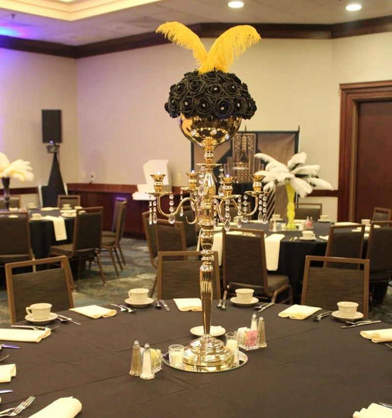 

Metal Candelabra, Votive Candle Holder Stands, Wedding Party Table Centerpieces, Flower Vases, Road Decoration, 33 "Tall, 5Pcs