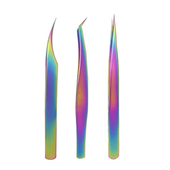 

Colorful Professional Tip Tweezer Eyelash Tweezers Set with Gift Wrap for Precision Eyelash Extension, Hair Removal, Jewelry and