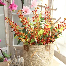 Красный ягодный спрей стволов из искусственной ягоды осень/Рождество поддельные цветы осеннее украшение Искусственные цветы украшение