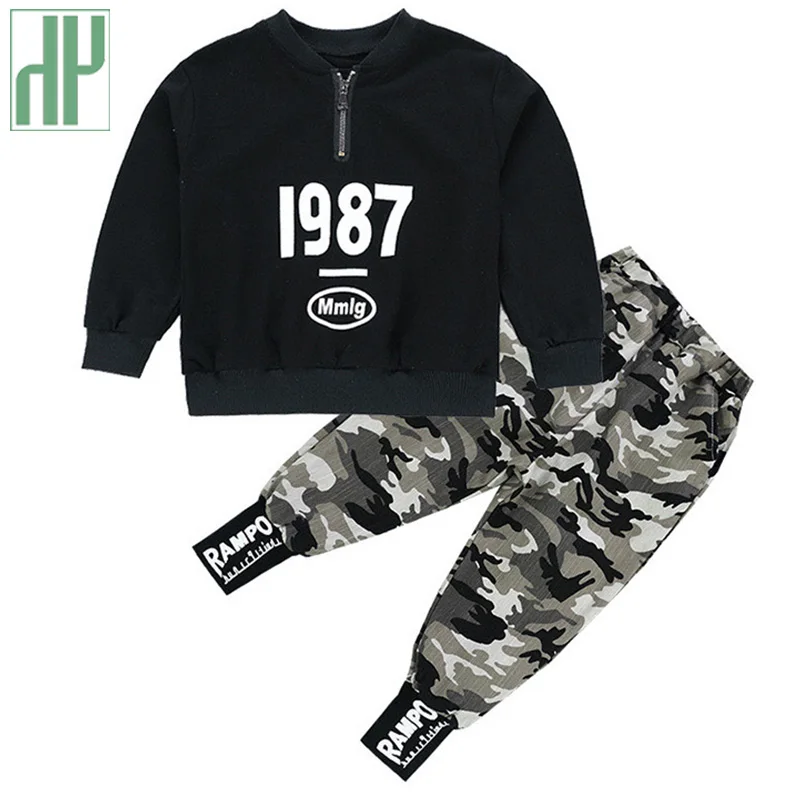 Goede Kinderen kleding voor jongens Kostuum Brief Trainingspak Camouflage Tops Broek peuter Boy Winter Outfits Set Trainingspak 3 8 12 Jaar