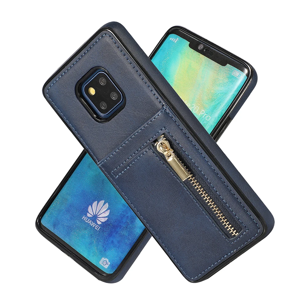 Ретро Кожаный чехол для huawei mate 20 pro с отделениями для карт, силиконовый мягкий Bac чехол для телефона для huawei p30 lite с бумажником на молнии