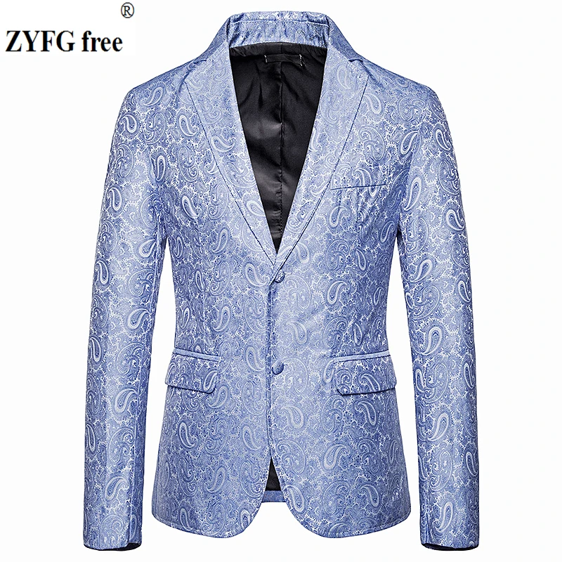EU size men color casual Suits & Blazers Two buckles design smart casual style suit jacket Cashew flowers pattern suit coat EU size men color casual Suits & Blazers Two buckles design smart casual style suit jacket Cashew flowers pattern suit coat
