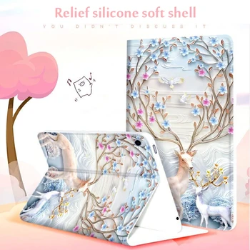 

Case For iPad 10.2 2020 8th 7th case Fashion Relief silicone soft shell For iPad Air 3 10.5 2019 Smart Sleep/wake Cover