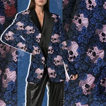 Американский Ретро стиль розовый желтый Череп жаккардовая парча ткань для платья пальто весна осень ткань тела tejido для шитья SP4234