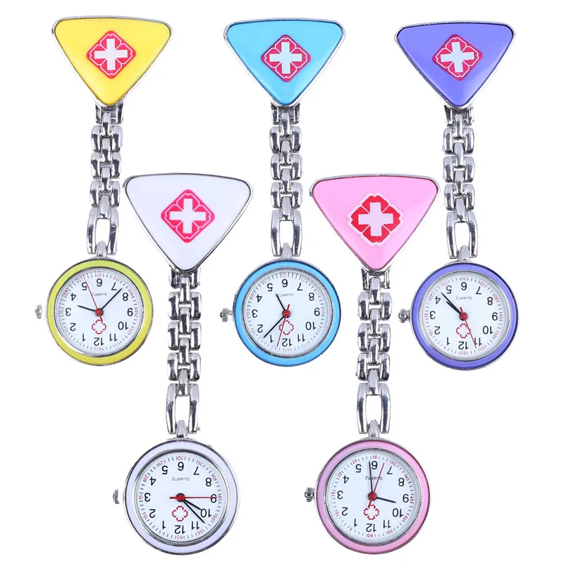 Relojes de enfermera portátiles con Clip, broche con Cruz Roja, colgante de bolsillo, de cuarzo médico enfermeros