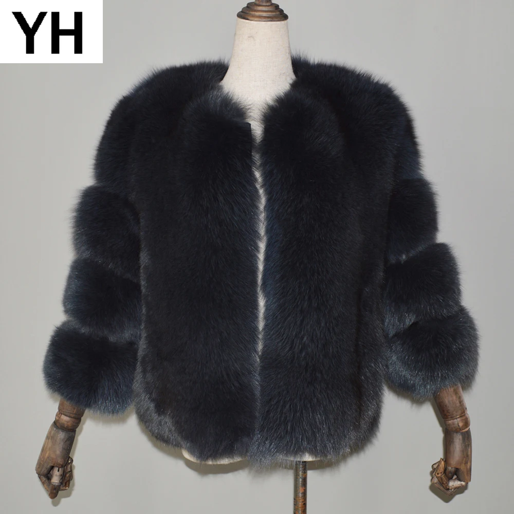 Новинка 2019, модное женское 100% натуральный мех лисы пальто, зимняя теплая мягкая куртка из натурального Лисьего меха, пальто с длинным