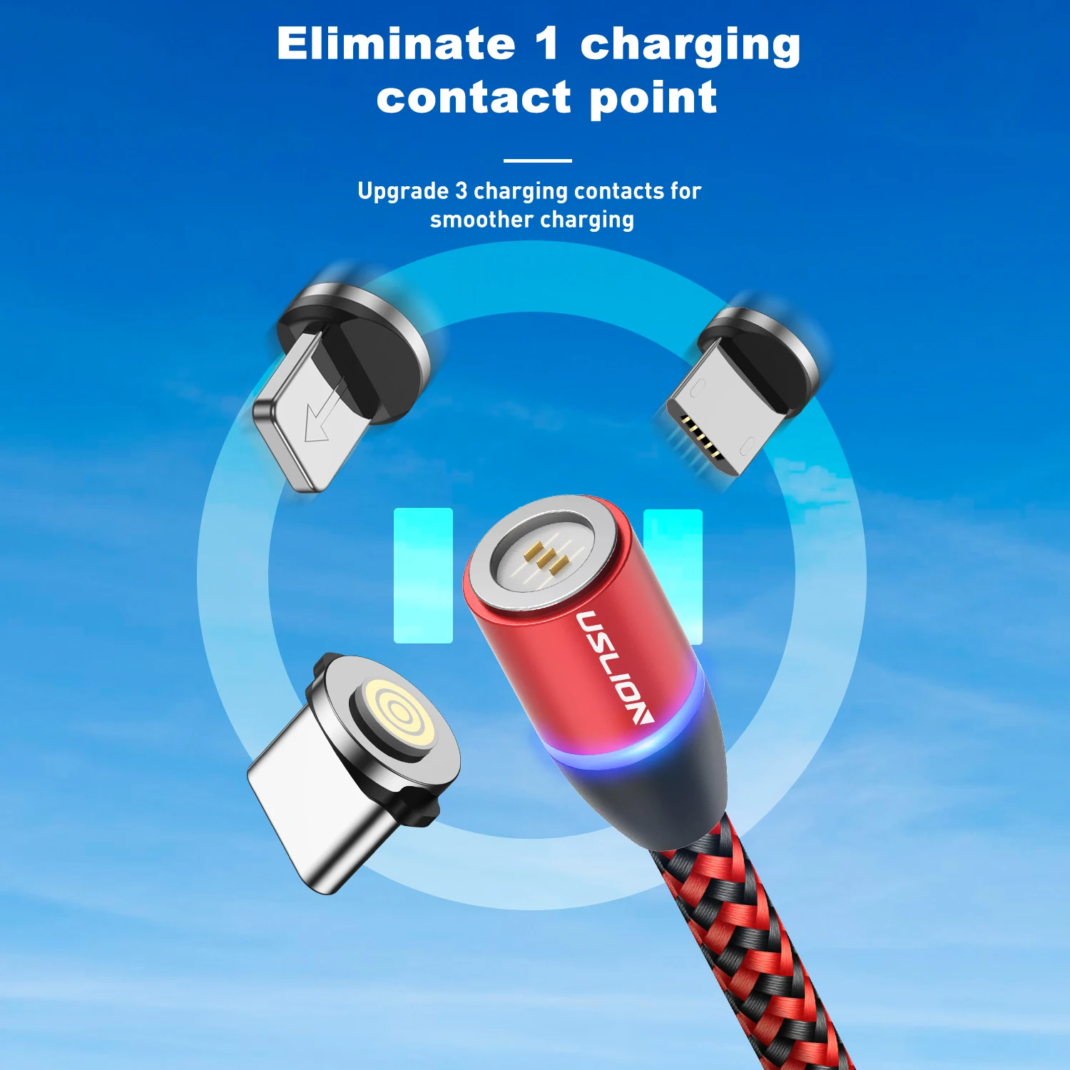 USLION 3A USB кабель Магнитный для samsung S9 Быстрая зарядка Micro Xiaomi type C Магнитная