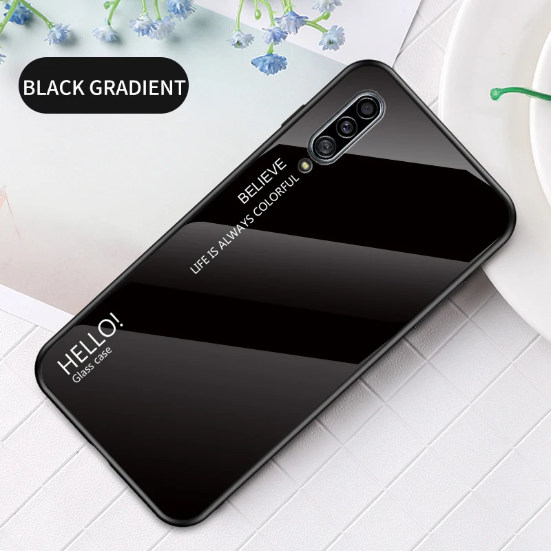 Чехол для телефона samsung A90, 6,7 дюйма, модный стеклянный чехол для телефона, для samsung Galaxy A80, силиконовый бампер с полной защитой - Цвет: Черный