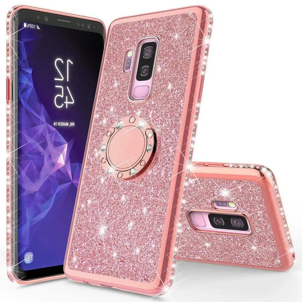 Роскошный блестящий чехол с кольцом для пальцев и бриллиантами Samsung galaxy A9 2018 A10 A20