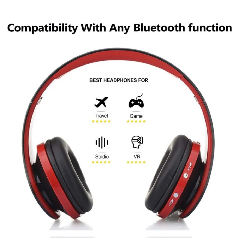 New Bluetooth Wireless Headphones Built in Mic 3 5mm Rechargeable Headsets Wireless Headphone for PC Cell Phones TV